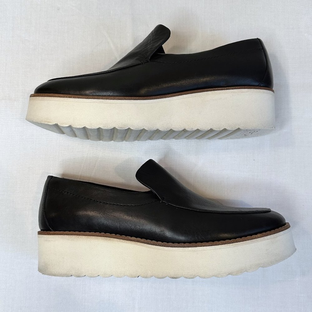 Vince Zeta Black Leather Platform Loafers - Picture 12 of 14